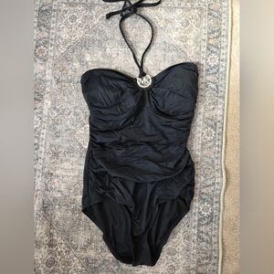 New Without Tag. Michael Kors Black Ruched Swimsuit. Sz 8